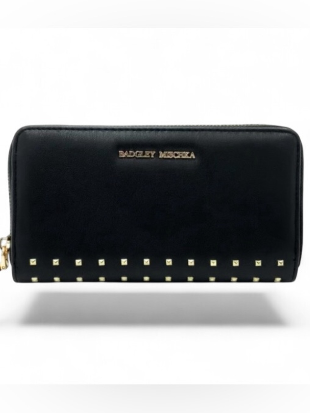 BADGLEY MISCHKA Black Zip Around Continental Studded Wallet -  NWT